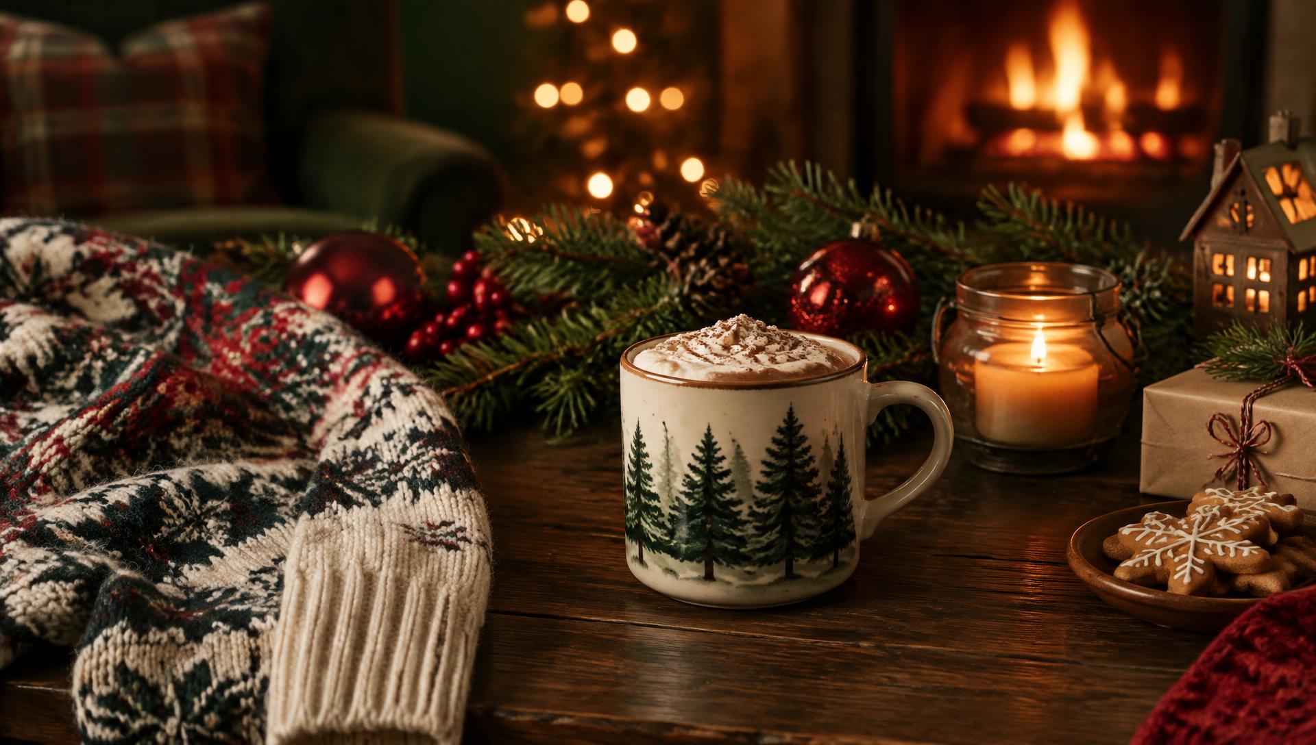 Cosy Christmas table by the fire